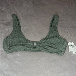 NWT Aerie Textured Green Scoop Bikini Top Small